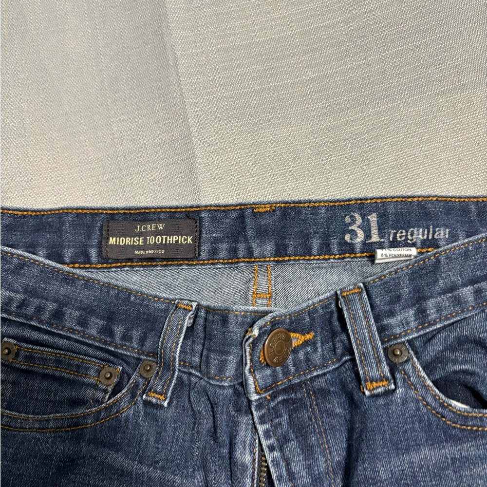 J. Crew Midrise Toothpick Jeans - Medium Blue